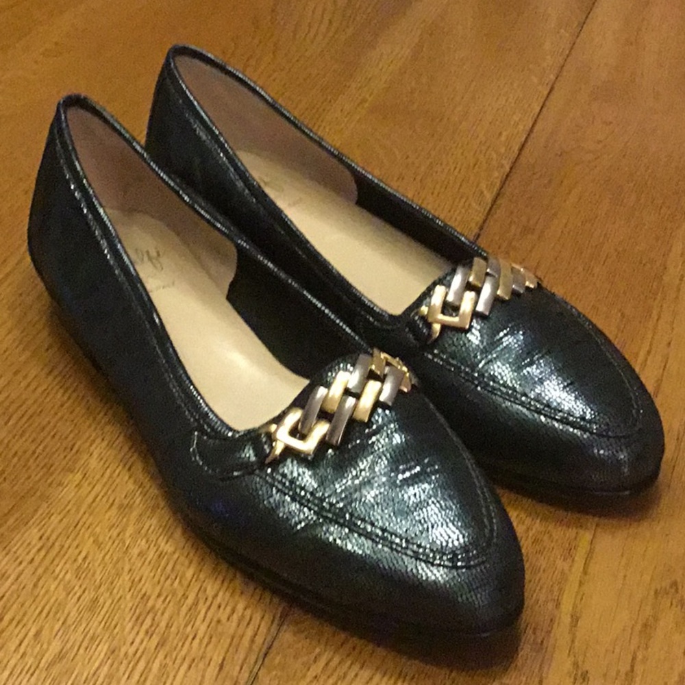 Amalfi by Rangoon OSTE, bluish/green metallic embossed Loafers * 8.5M